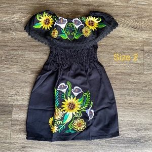 Sunflowers embroidery- Mexican Girls Dress/ Vestido Mexicano